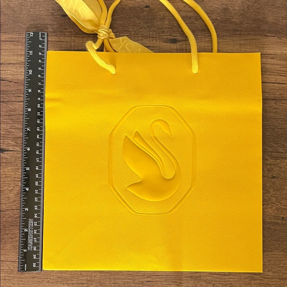 Swarovski Bright Yellow Embossed Gift Bag with Rope Handles and Bow